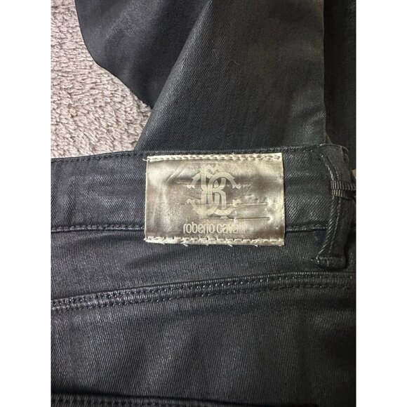 Roberto Cavalli Women's Size 42 Skinny Fit Coated Jeans Pants Mid Rise Black New - Picture 13 of 16